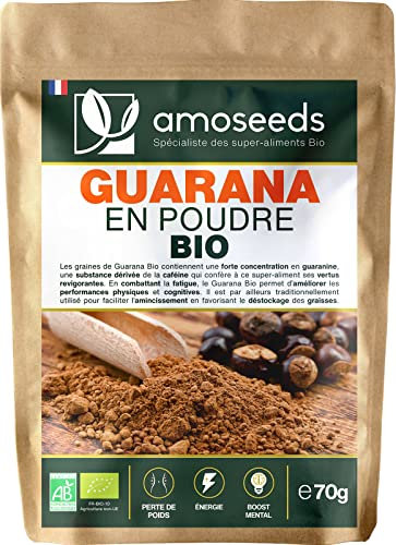 Guarana en Poudre Bio 70G | Contrôle du Poids, Énergie, Boost Mental | Qualité Supérieure