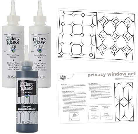 Gallery Glass Privacy Window PROMOGGPW22, Stained Glass Pattern Pack for DIY Arts and Crafts, Perfect for Beginners and Artists, 8 Ounces, 4 Piece