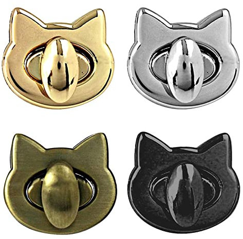 Drehverschluss Tasche 4 PCS Taschenverschlüsse Hardware Geldbörse Sperre Twist Turn Lock Taschenverschluss Steckschloss für Taschen Katzenkopf für Tasche,DIY,Rucksack,Leder Handtasche,Hardware-Zubehör