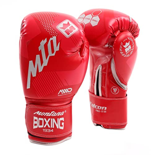 MONTANA - Gants de Boxe Falcon - Boxing & Sports de Combat - Polycomposite - 14 oz (396,9 g) - Rouge
