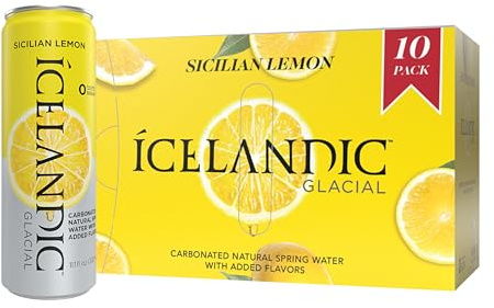 Icelandic Glacial Sparkling Water, Sicilian Lemon, 330 ml Cans, 10 Count