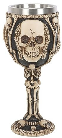 Cáliz de esqueleto gótico | Decoración de Halloween y vajilla de declaración | Cáliz de calavera de acero inoxidable | Recipiente gótico de calaveras y esqueletos