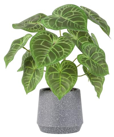 LUWENER Artificial Potted Green Leaf Plant in Pot,13.3 Fake Greenery Plant | Faux plants with pot for Shelf, Table, Home, Bathroom, Office, Room Decoration, Candle leaf