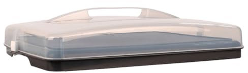 EUROHOME Kuchencontainer - Blechkuchen Transportbox 50 x 38 cm mit praktischem Tragegriff - Große Tortenglocke - Kuchenhaube mit sicherem Verschluss - Servier- und Transportbox für Kuchen und Torten