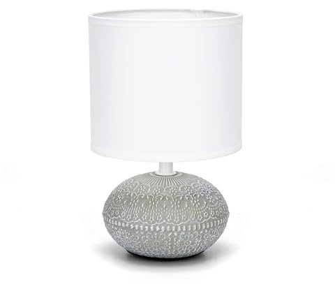 VoltShine Lámpara de mesa de cerámica E14, sin fuente de luz, ideal para decorar y crear ambientes acogedores en hogares y oficinas.