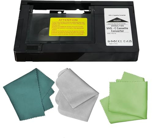 BECBOLDF VHS Cassette Adapter for Camcorders,VHS c Adapter Ideal for VCR Player, Video Cassette Player to Digital Converting with 3 Pcs Lens Clean Cloth