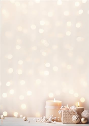 SIGEL DP634 Briefpapier Weihnachten Golden Glow A4, 100 Blatt, aus nachhaltigem Papier, Weihnachtsbriefpapier, Einladung, Menükarte