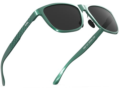 ATTCL Lunettes de soleil polarisées rétro pour homme, Cadre en métal Al-Mg ultra léger, UV400 CAT 3 CE, Medium