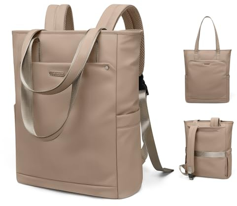 GOLF QUALITY Rucksack Damen 16 Zoll, Laptop Schulrucksack Wasserdicht, Schultasche Women Elegant Tagesrucksäcke Handtasche 2 in 1 Arbeitstasche Lehrertasche Reiserucksack für Uni Büro,Braun