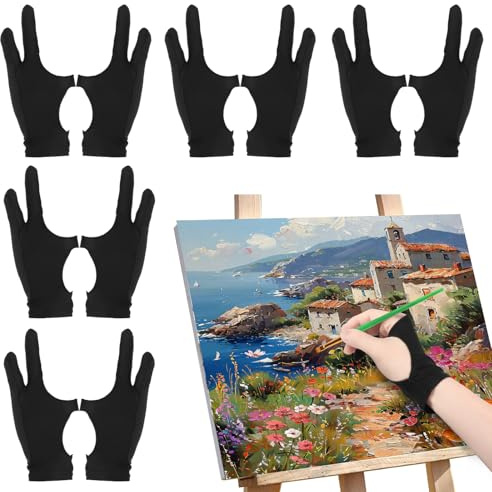 10Pcs Artist Glove,Two-Finger Glove for Graphics Drawing Tablet,3-Layer Palm Anti-fouling Art Gloves Digital Drawing Gloves Graphic Tablet Accessories for Right Hand and Left Hand(19x7.5cm)