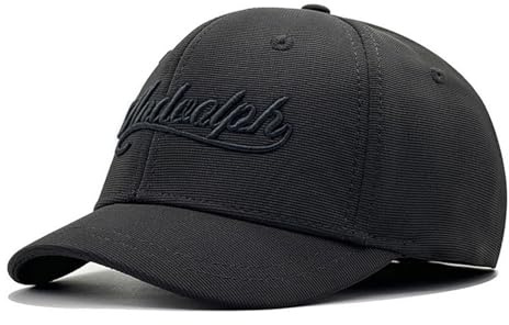 1.96'' Short Brim Stretch Fitted Baseball Caps Men's Letter Structured Cap Curved Brim Elastic Closed Back Hat K394, Black, 7/7 1/2