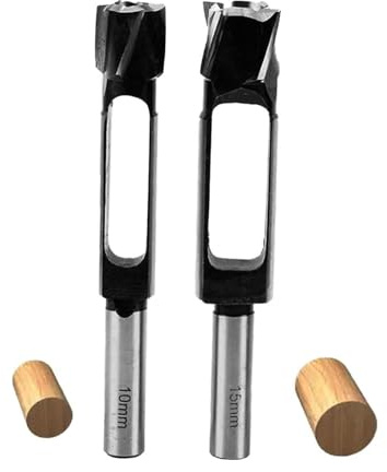 2 kits de broyeurs d'outils de broche et de bouchon profond, outils de bouchon en bois avec poignée circulaire de 1/2 pour la fabrication de rivets pour les meubles de menuiserie (10MM+15MM)