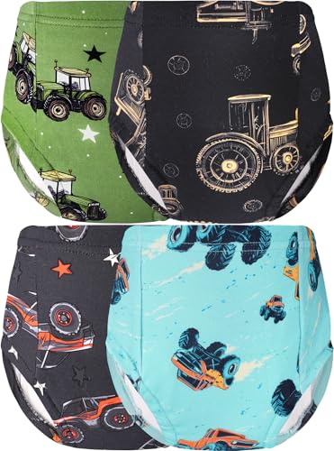 BliBliTaTa Boys Training Underwear Pants 4-Pack Toilet Potty Underpants Cotton Absorbent Padded Reusable Leak Resistant Feel Wet For Toddler Baby 2t 3t Jeep Tractor