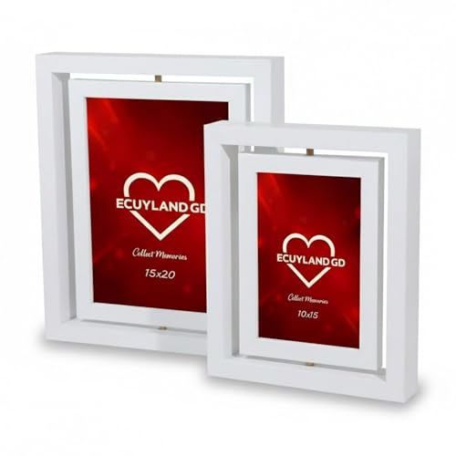 Home decoration Pack de 2 marcos de fotos multiples 10x15 y 15x20 giratorio de 360° decoracion hogar - decoracion habitacion - regalos originales para mujer - regalo aniversario pareja - (2 unidades).