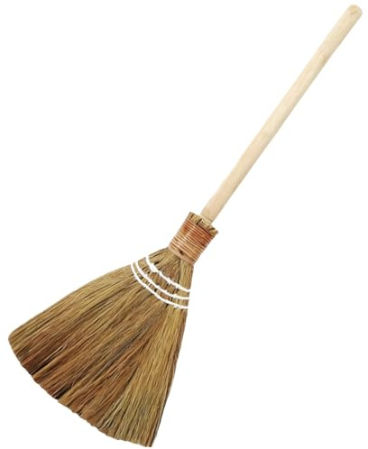 yeeplant Escoba de paja con mango de madera, 29 pulgadas, cabeza ancha para el hogar