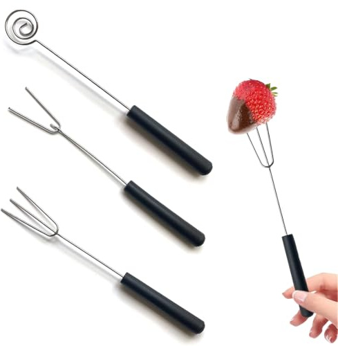 JYXNU 3 piezas tenedores de fondue de acero inoxidable, Tenedores para Chocolate, para bombones y trufas, para bombones y trufas, para bombones hechos a mano, Acero inoxidable