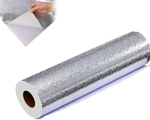 Kökstapeter Oljebeständig Klistermärke Aluminiumfolie Baksida Självhäftande Kontaktpapperskåp Foder Vattentät Värmebeständig Peel Stick Tapet Kubstruktur Non-Woven(15.7 * 393.70'')