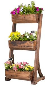 empasa Vertikales Hochbeet 'RAISE 3' Blumenkasten Pflanzkübel Frühbeet Kräuterbeet aus Holz mit drei Etagen, 62 x 47 x 117 cm