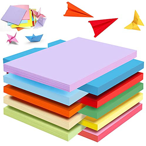 A5 Farbiges Papier 100 Blatt Bastelpapier Farbiges Papierpaket Verschiedene Pastellpapiere für handgemachtes Origami, Kinder, Erwachsene, Anfänger, Kunst und Handwerk Bunte Projekte