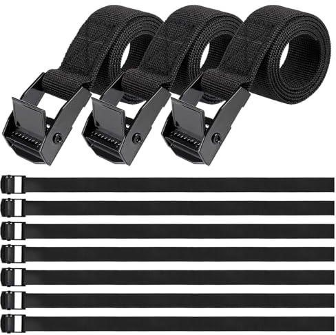 Hejo 10 PCS Ratchet Strap,Sturdy Lashing Straps with Cam Buckle, Rustproof Fastening Ratchet Tie Down Straps for Motorcycles, Bicycles, Luggage, Packages (65x2.5cm)
