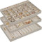 ProCase 3 Bandejas Organizadora para Joyería, Apilables para Cajón Tocador Armario, Exhibidor de Collares Pendientes Pulseras Anillos Relojes, Regalo Ideal para Mujeres y Niñas -Crema
