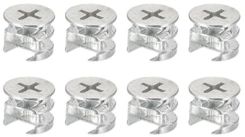 sourcing map 8 Stück Nocken Verschlussmutter für Möbel 15x12mm Gelenkverbinder Verriegelung Mutter Möbel Verbindung Nockenverschraubung Weiß