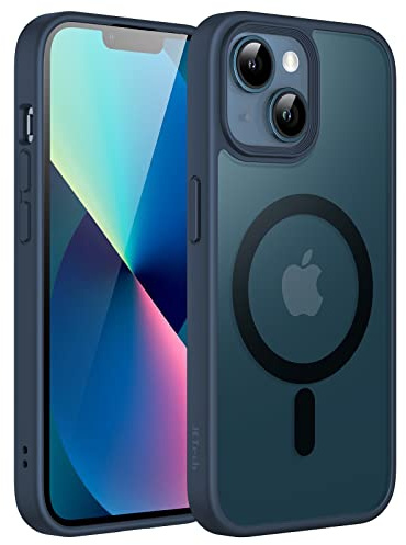 JETech Cover Magnetica Opaca per iPhone 13, Blu Tempesta