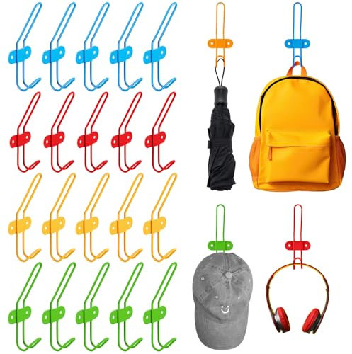 Yaocom 20 Stück Kinder-Wandgarderobenhaken für Kinder, bunte Wandmontage, Kleiderhaken, Kleider, Regenschirme, Hüte, Schlafzimmer, Badezimmer, Spielzimmer
