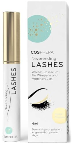 Cosphera Wimpernserum ohne Hormone hochdosiert - Lash Serum für maximales Wimpernwachstum & kräftiges Augenbrauen Wachstum in nur 4-6 Wochen - Pflanzlich, super verträglich & hormonfrei