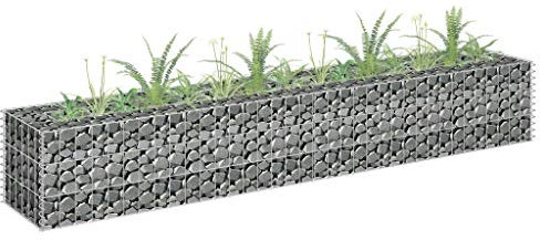 Iiaky Gabion Raised Bed Galvanised Steel 180x30x30 cm,Gabion Wall Mesh Wire Stone Basket Galvanised Iron Stone Basket Outdoor Spiral Planter Retaining Wall