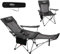#WEJOY 2-in-1 Campingstuhl Faltbar 180kg mit Fußstütze,Strandstuhl mit 4-Fach Verstellbarer Rückenlehne, Liegestuhl Relaxsessel Liege mit Getränkehalter,Campingstuhl für Camping Outdoor Grau/Schwarz