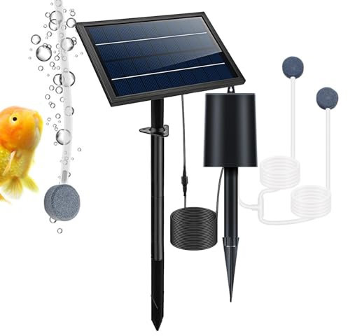 Aeratore Solare per Stagno, aeratore di laghetto Solare, 3 modalità Aeratore di Ossigeno per Acquario, Pompa ad Aria del laghetta Regolabile, Pompa di Ossigeno Solare 9v6W per laghetto Esterno