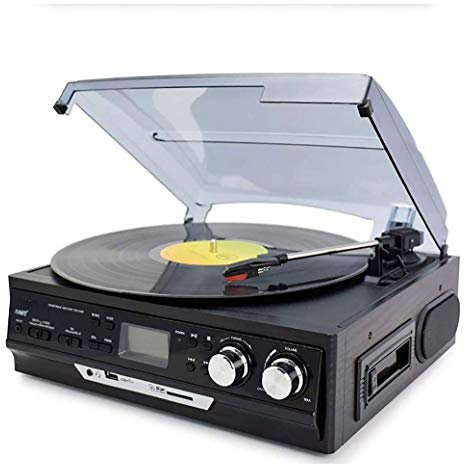 WDWDW Reproductor de Vinilo Vintage, Tocadiscos con Altavoces, Reproductor de Discos de Vinilo, Cinta de Disco U, Reproductor de Discos de Vinilo multifunción con Bluetooth, gramófono