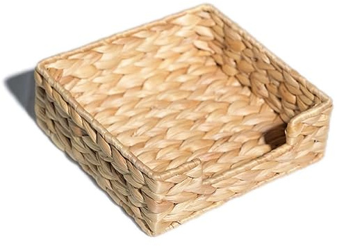 Water Hyacinth Napkin Holder for Table, Guest Towel Holder Tray for Bathroom, Woven Rattan Wicker Table Dinner Paper Hand Guest Towel Napkin Holders for Bathroom, Basket Tray Caddy for Kitchen