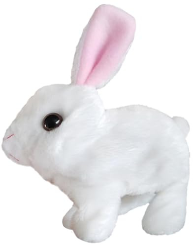 Realistic Interactive Bunny Plush - 16x9x16cm Electronic Stuffed Rabbit Figure, Jumping Twitching Ear Motion Pet, lifelik Soft Animal Toy | Animated Play Companion for Easter Gift Usage Kids t0ddlers
