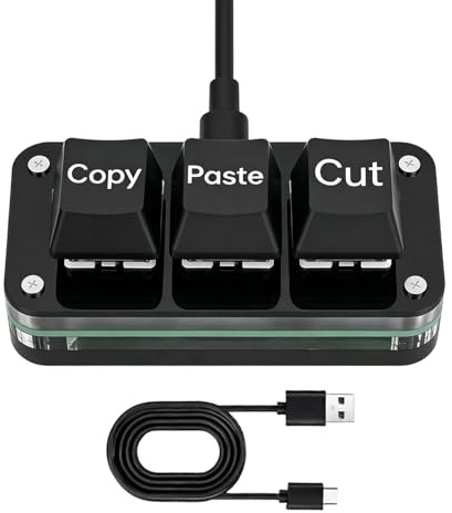 Kopiera Klistra Knapp 3-Knapps Mekaniskt Ergonomiskt Tangentbord | PC Kopiera Klistra USB Tangentbord för Dagligt Kontorsarbete Möten Resor Videoredigering Designritning