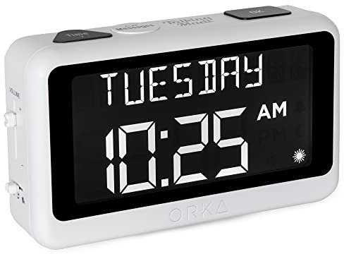 ORKA Reloj parlante. Recordatorio de píldoras de medicamentos grabable por Voz, Reloj Despertador parlante para Personas Mayores con discapacidad auditiva, con múltiples alarmas Personalizadas, Color