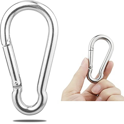 Large Carabiner Clip Hooks, 4pcs 3.15 inch Carabiners Heavy Duty, 304 Stainless Steel Spring Snap Hook Fits Camping Hiking, Metal Clips for Rope Chain Keys Rings