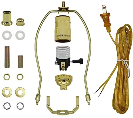 Creative Hobbies Floor Lamp Making Kit - Repair or Rewire Lamps with All Premium Essential Parts, 10 Inch Harp and Extra Long 12 Foot Cord Included (Gold)