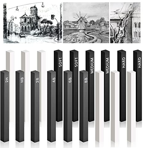 WUIOWPPIC 18 Pcs Compressed Charcoal Square Strips Charcoal Sticks for Art