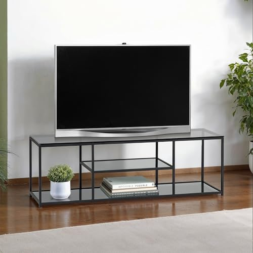 Julian Bowen TV Unit, Smoked Glass/Black, One Size