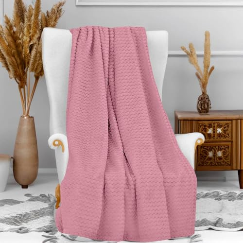 Soleil d'ocre, Couverture, Plaid Microfibre 120x160 cm COCOONING Vieux Rose
