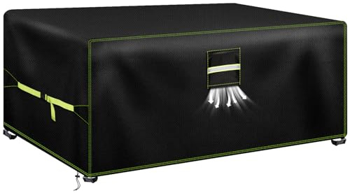 VDISRR Gartenmöbel Abdeckung, 280x210x74cm, Winterfest und Wasserdicht Schutzhülle für Gartenmöbel mit Lüftungsfenster, Robust 600D Oxford Abdeckplane, Perfekte Schutz für Garten- und Balkonmöbel