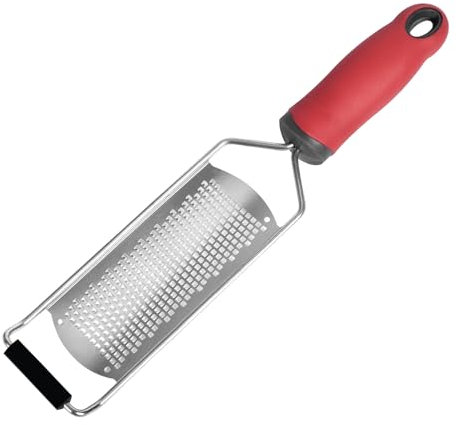 3PCS Küchenkäsereibe, 31 cm Länge Zitronenschale, Edelstahl-TPR-Griffreibe, feine Parmesanreibe für Kartoffeln, Zucchini, Karotten, Äpfel, Kohl und Weichkäse (Rot)