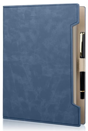 Fosdaling Carnet de notes à anneaux DIN A5 en cuir PU, carnet de notes rechargeable avec 6 anneaux et un stylo, convient comme planificateur, dossier, reliure, organisateur pour le travail, 100 Gsm