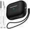 MHYALUDO Funda para AirPods Pro de 2ª generación, Funda para AirPods Pro de Silicona Suave anticaída de Grado Militar Que Absorbe los Golpes, Tacto de Piel con Llavero y Kit de Limpieza,Negro