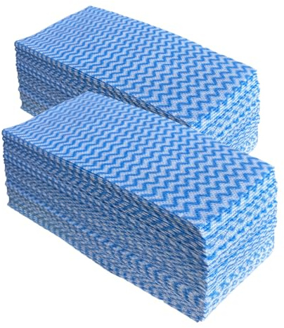 Faliuepe All Purpose Cloths Disposable Cleaning Blue J Cloths Gentle & Reusable for Household and Professional Cleaning Ideal for Polishing,Washing Dishes,20x40cm-100pack