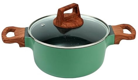 Nonstick Sauce Pan with Lid, 2.7 Quart Saucepan with Double Handles,Small Stock Pots for Cooking, Mike Ramen Pot for Stove, Induction, Gas, PFOA Free (Green, 20CM)