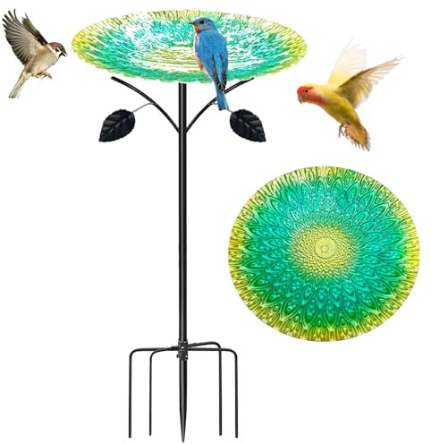 Abbeveratoio per uccelli in piedi, grande, 83 cm, in metallo, per uccelli, giardino in piedi, abbeveratoio per uccelli, giardino con base a 5 punte