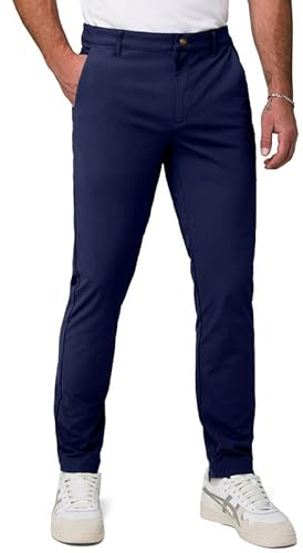Elegancity Mens Classic-Fit Chino Trousers Stretch Smart Cotton Trousers for Men Casual Water-Repellent Stain-Resistant Formal Business Office Pants, Blue XL